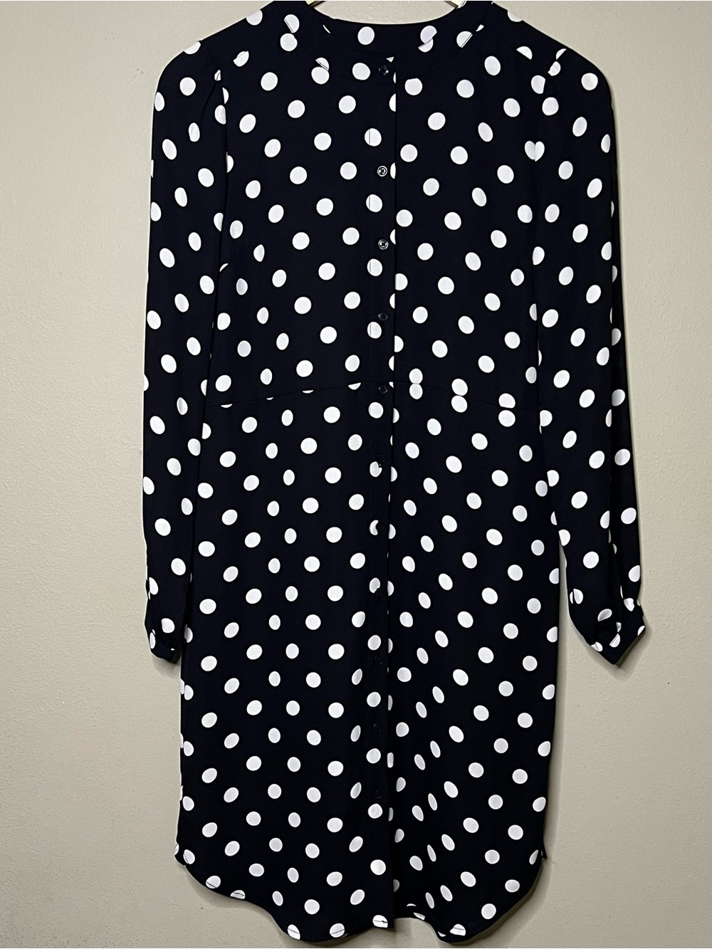 Banana Republic Factory Black White Polka Dot Shirt Dress Size 0 Button Front